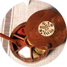 Kbl Round Wooden Spice Box With Spoon For Kitchan