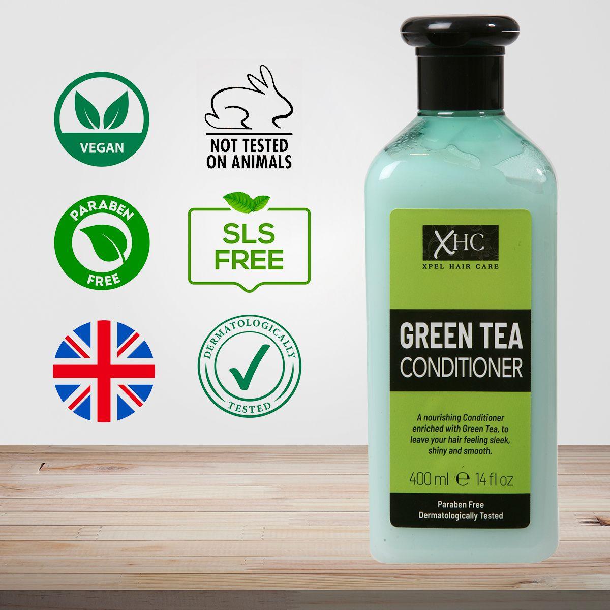 Xpel Marketing Green Tea Conditioner With Green Tea & Tea Tree Oil To Prevent Hair Loss, Dandruff & Breakage - Vegan Friendly.NO Sulphates, Parabens, Silicones, Color & PEG - 400 ml