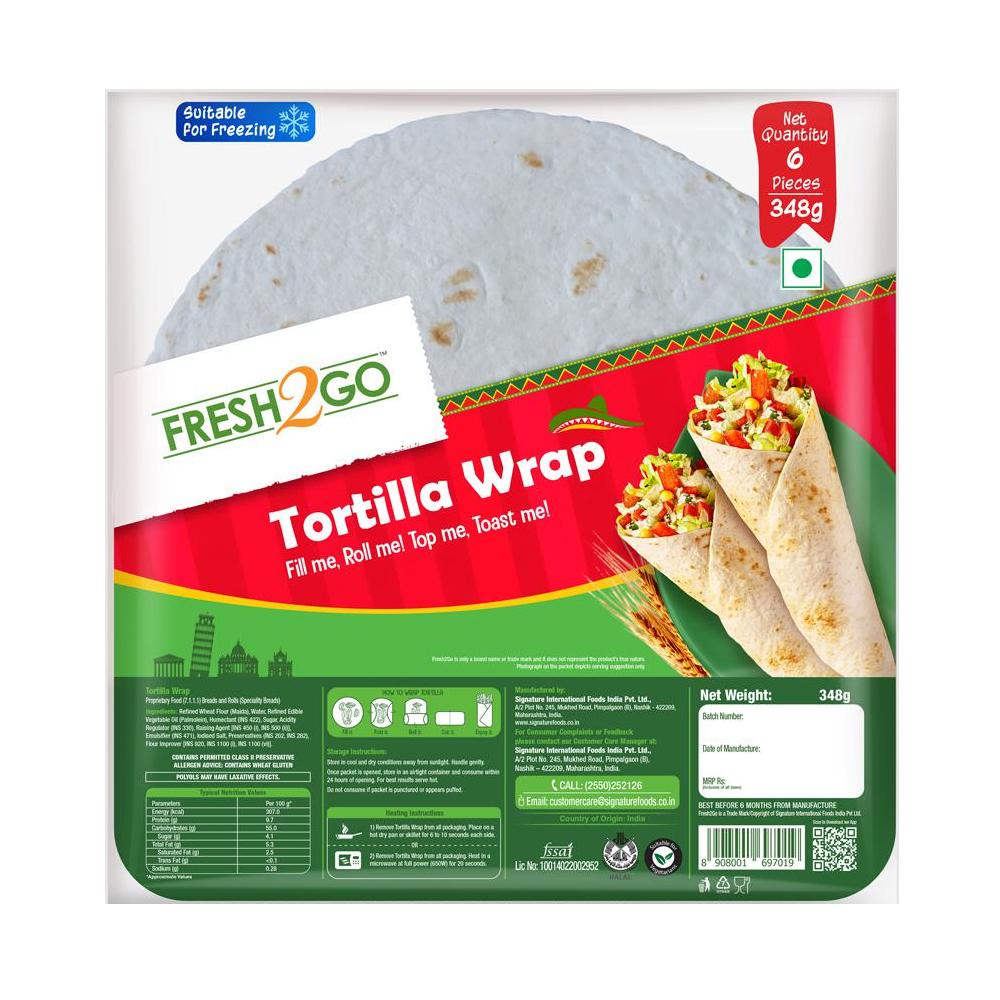 Fresh2Go Plain Tortilla Wrap, 6 pcs