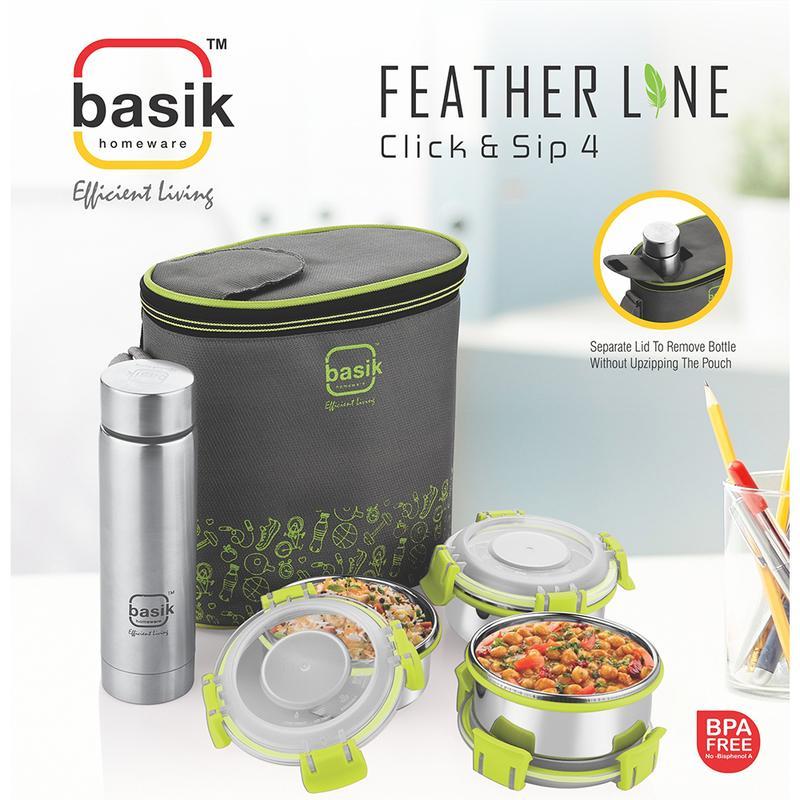 Basik Featheline Lunch Box Wid Stainless Steel Bottle 1 N