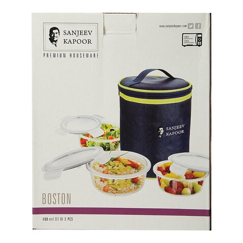 Sanjeev Kapoor Boston Lunch Box With Bag 3 N (Capacity 400 ml Each)