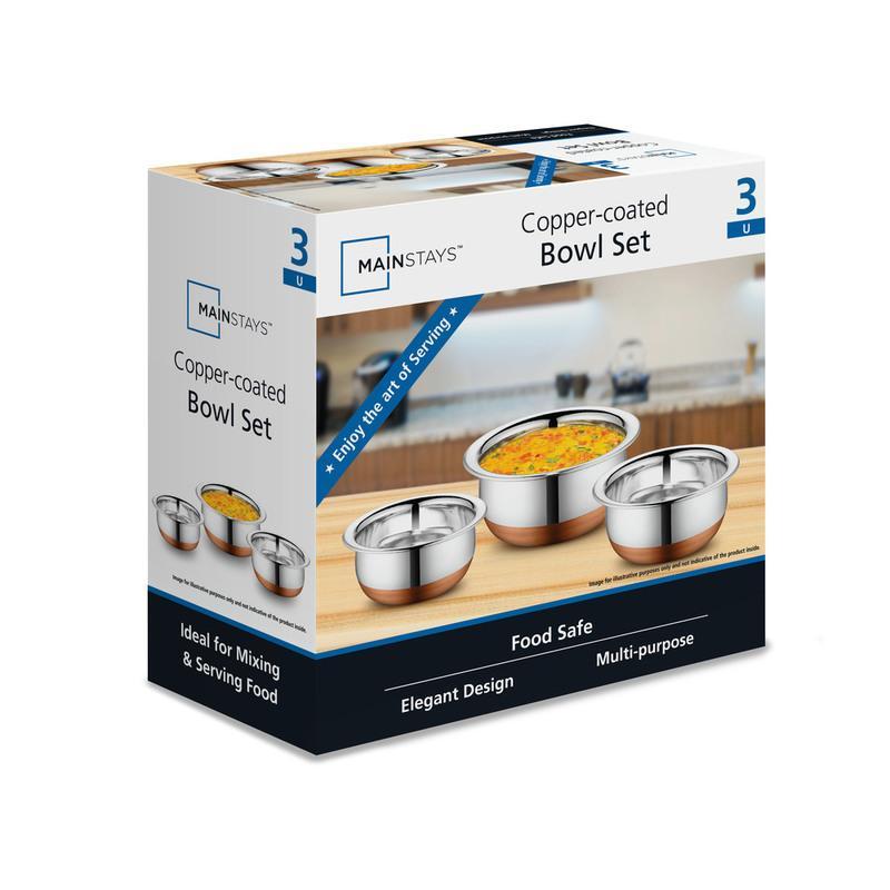 Mainstays Copper Coated Bowls Set 3 N