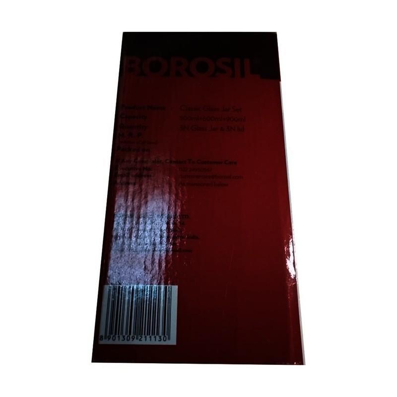 Borosil Classic Jars Capacity (300 ml, 600 ml, 900 ml), 3 N