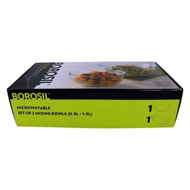 Borosil Mixing Bowl 2 N (Capacity 0.5 L & 1.3 L)