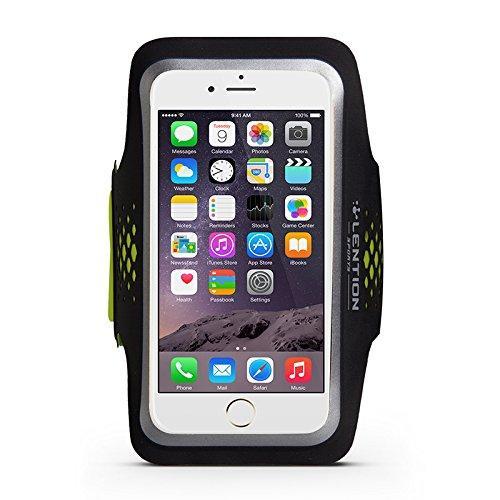 LENTION Premium Sporty Series Armband 5.5 inches Black with Green for Apple iPhone High Quality