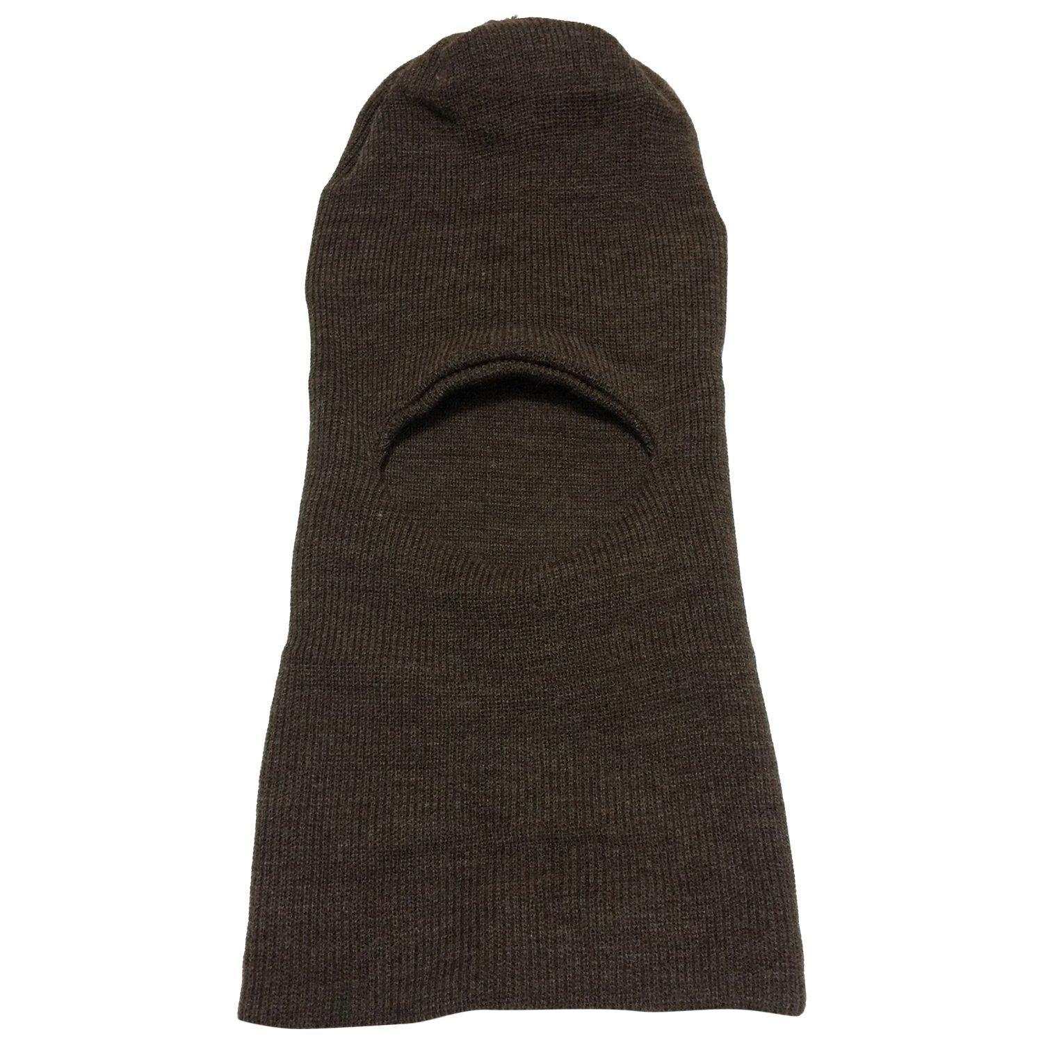 Graceway Men & Women Winter Warm Acro Wool Blend Knit Solid Balaclava Cap With Neck Cover For Cold Weather, Super Warm Cozy, Windproof (Coffee)