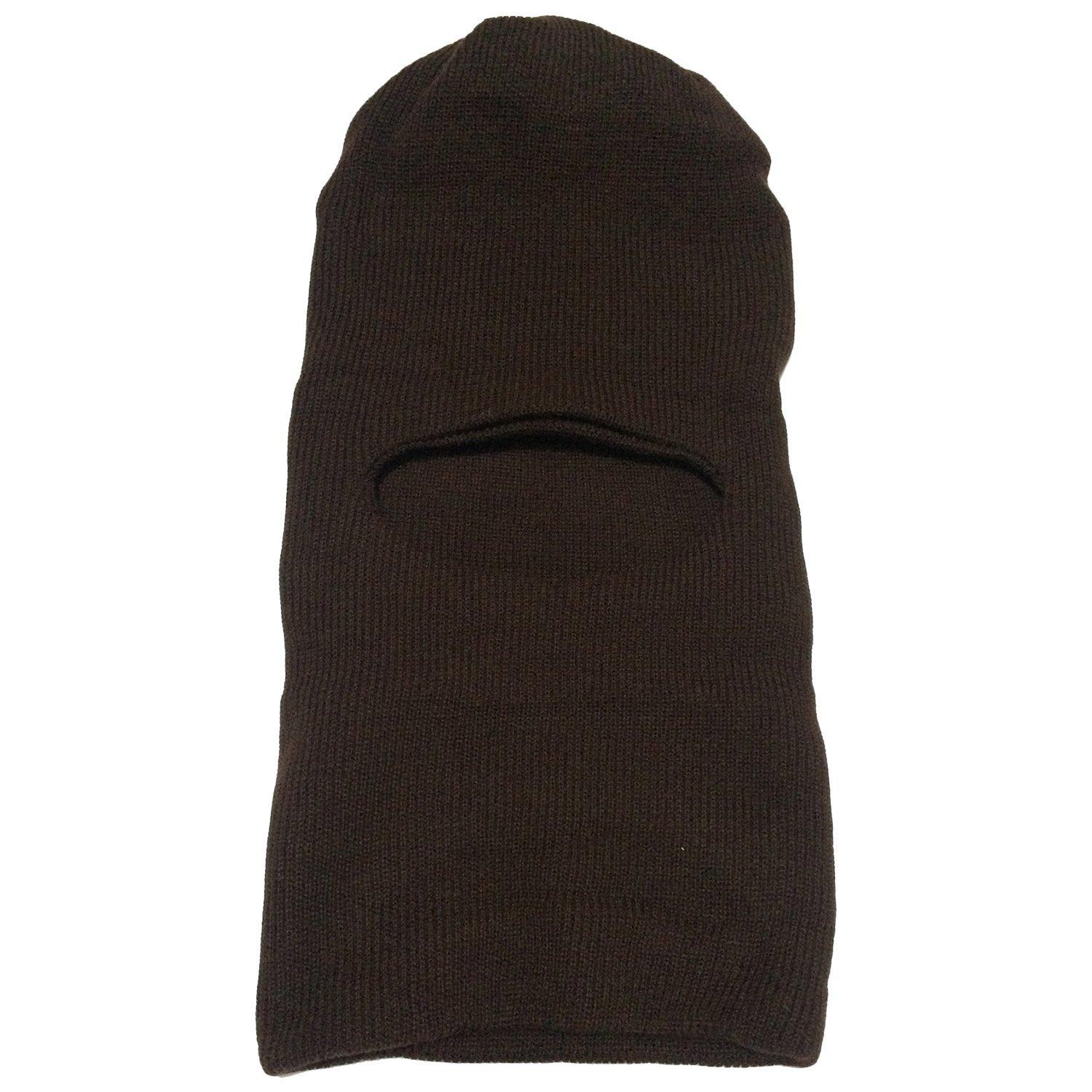 Graceway Men & Women Winter Warm Acro Wool Blend Knit Solid Balaclava Cap With Neck Cover For Cold Weather, Super Warm Cozy, Windproof (Dark Brown)