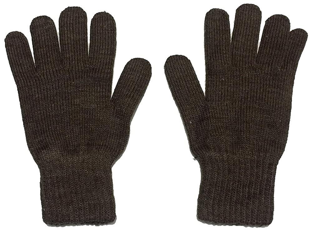 Graceway Mens Womens Winter Acro Wool Blend Knitted Warm Gloves With Self Solid Design, Super Warm Cozy Windproof Gloves