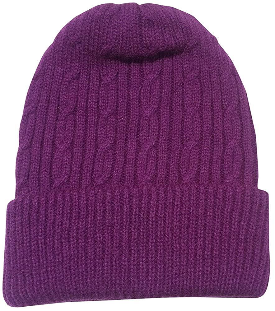 Graceway Unisex Winter Woolen Skull Cap Beanie Acro Wool Knit With Cable Design,Extra Warm Soft And Comfortable (Purple)