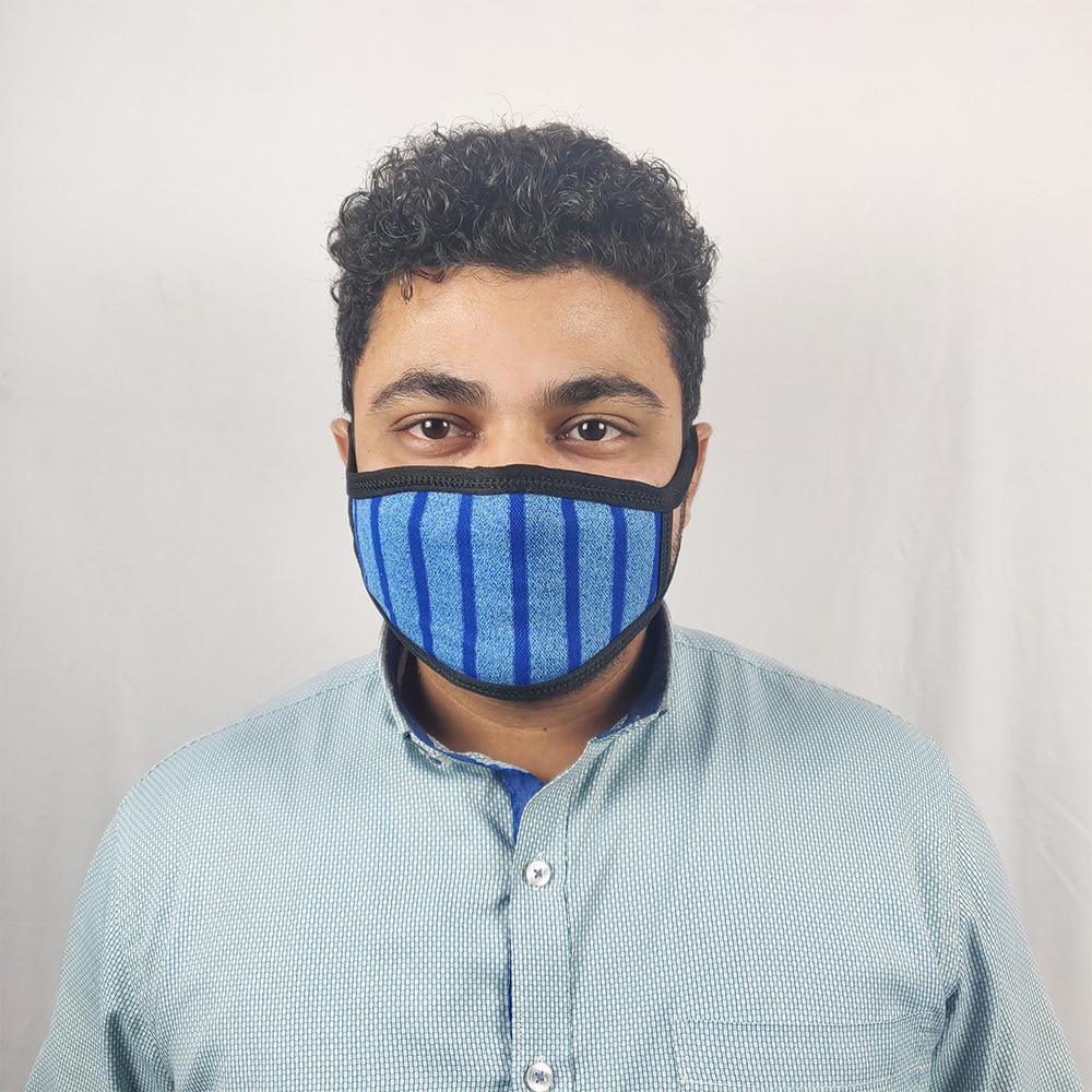 Protection Reversible Washable Knitted Cloth Face Mask Assorted Multi Colors With Ear Loop - Set Of 6 Pcs