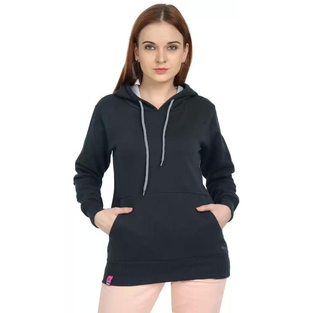 Companion Full Sleeve Solid Women Sweatshirt Blue