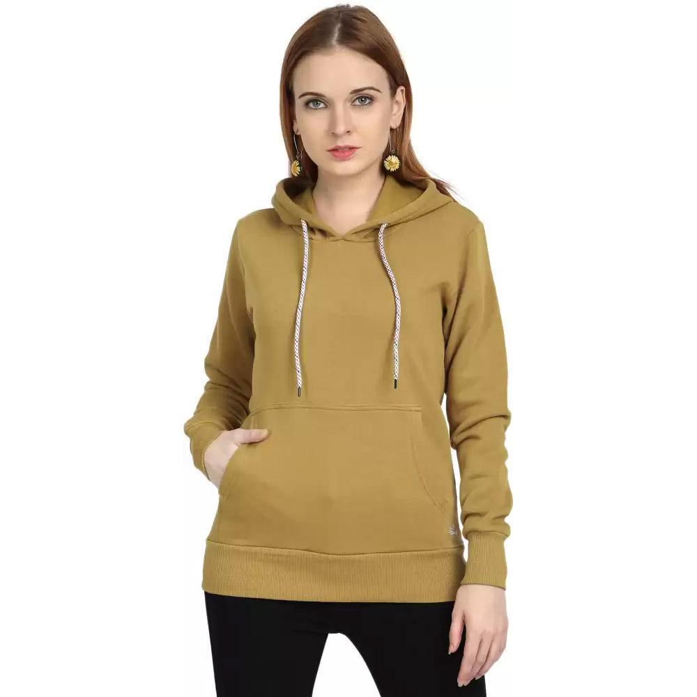 Companion Full Sleeve Solid Women Sweatshirt Mustard
