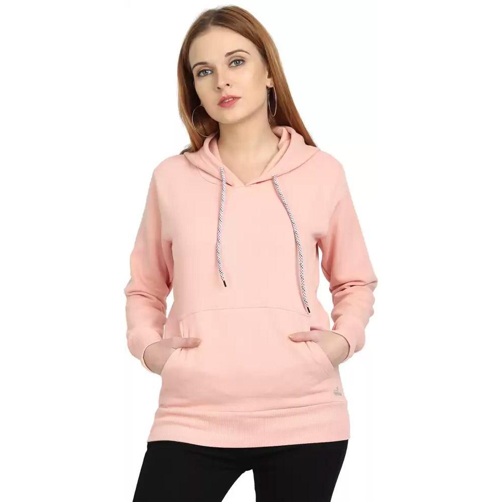 Companion Full Sleeve Solid Women Sweatshirt Peach