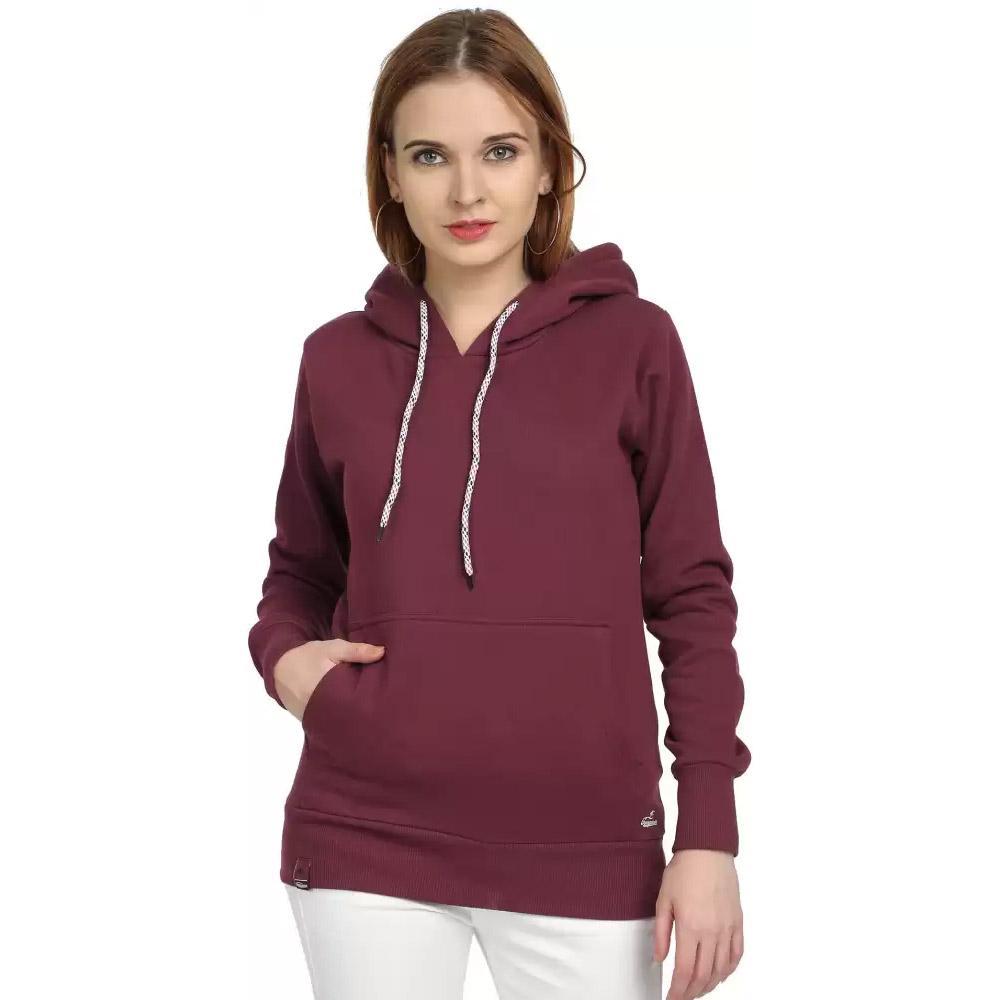 Companion Full Sleeve Solid Women Sweatshirt Wine