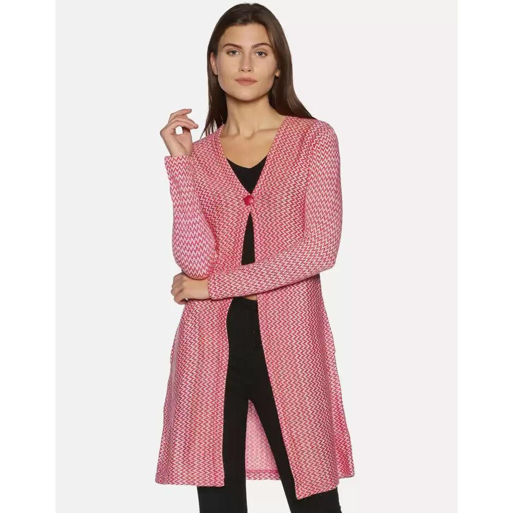 Companion Women Full Sleeve Pink Shrug