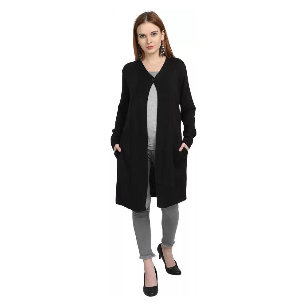 Companion Women Straight Full Sleeve Black Shrug