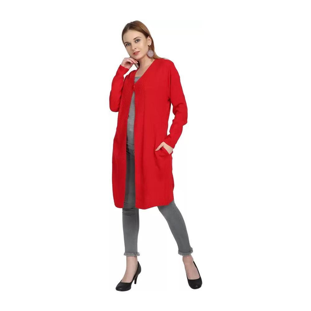 Companion Women Straight Full Sleeve Red Shrug