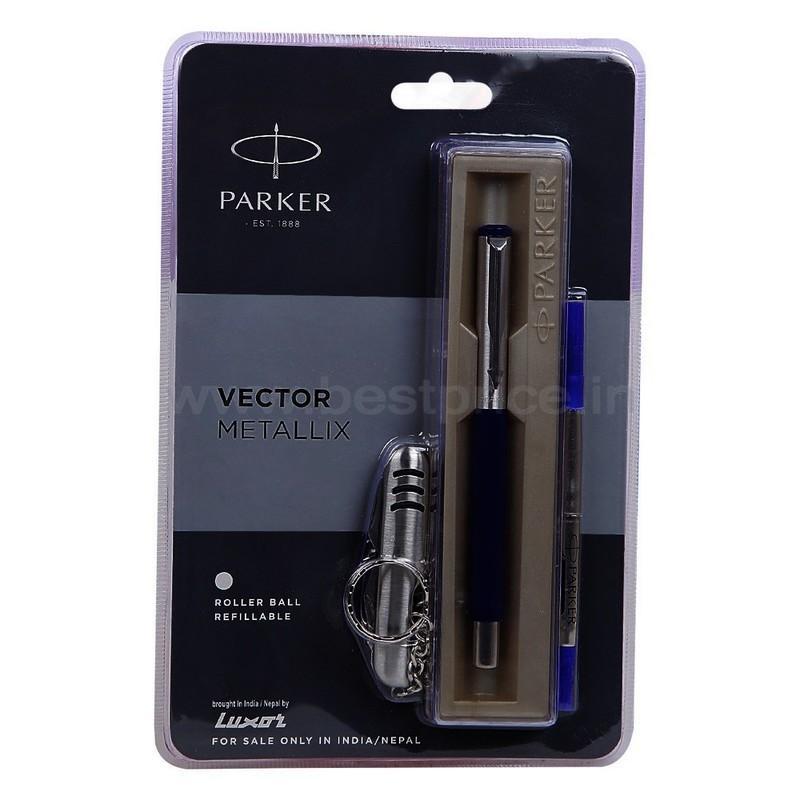 Parker Vector Mettalix Blue Roller Pen 