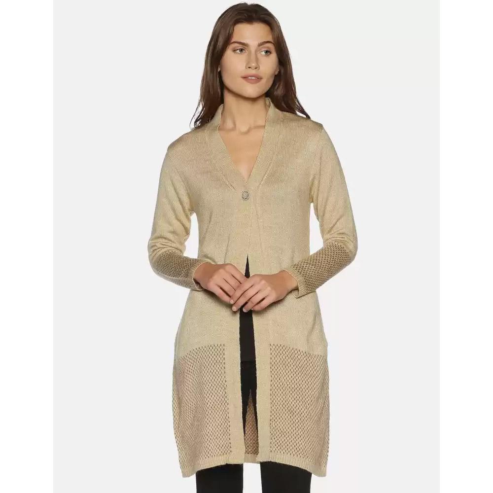 Companion Women Full Sleeve Beige Shrug