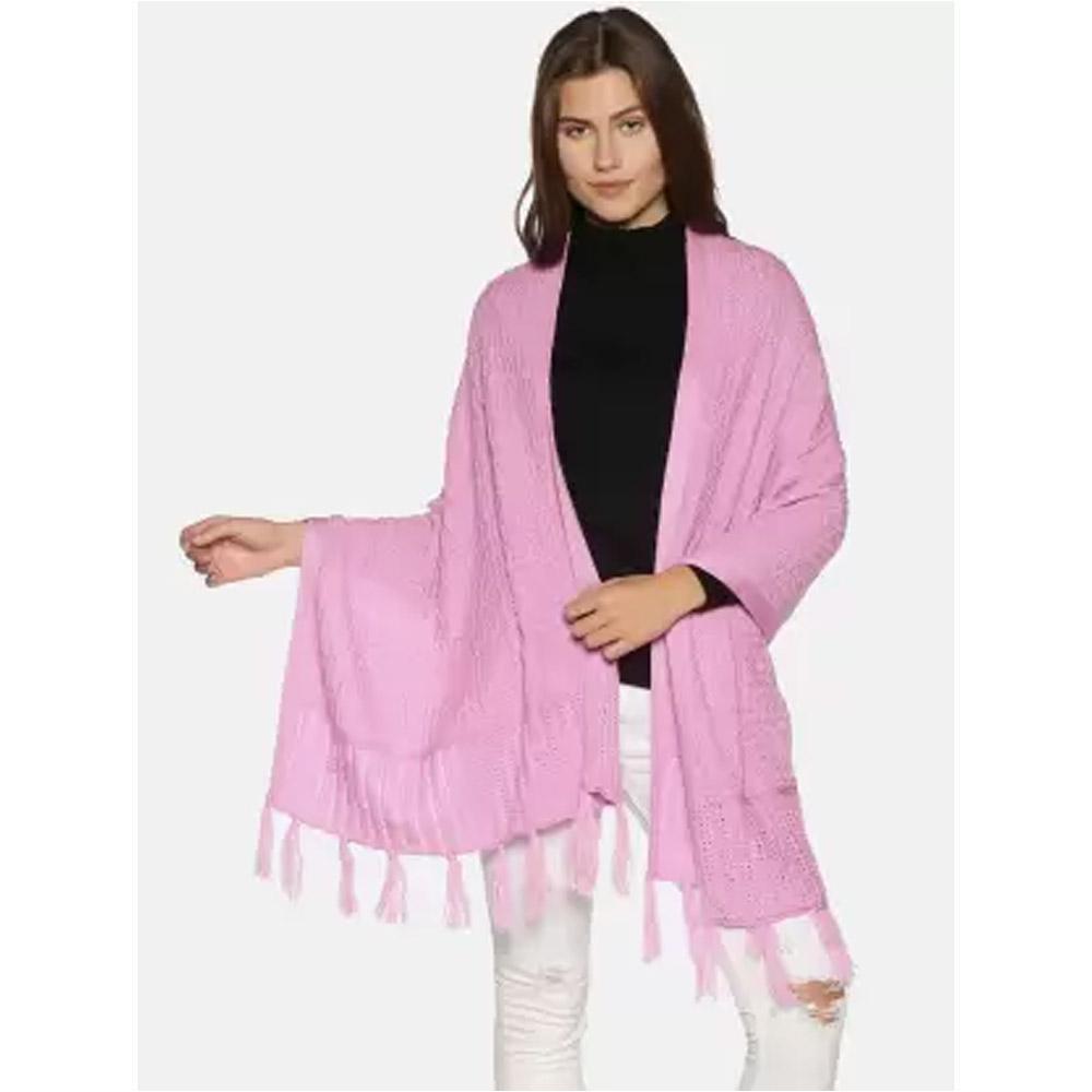 Companion Cotton Self Design Women Shawl  (Pink)