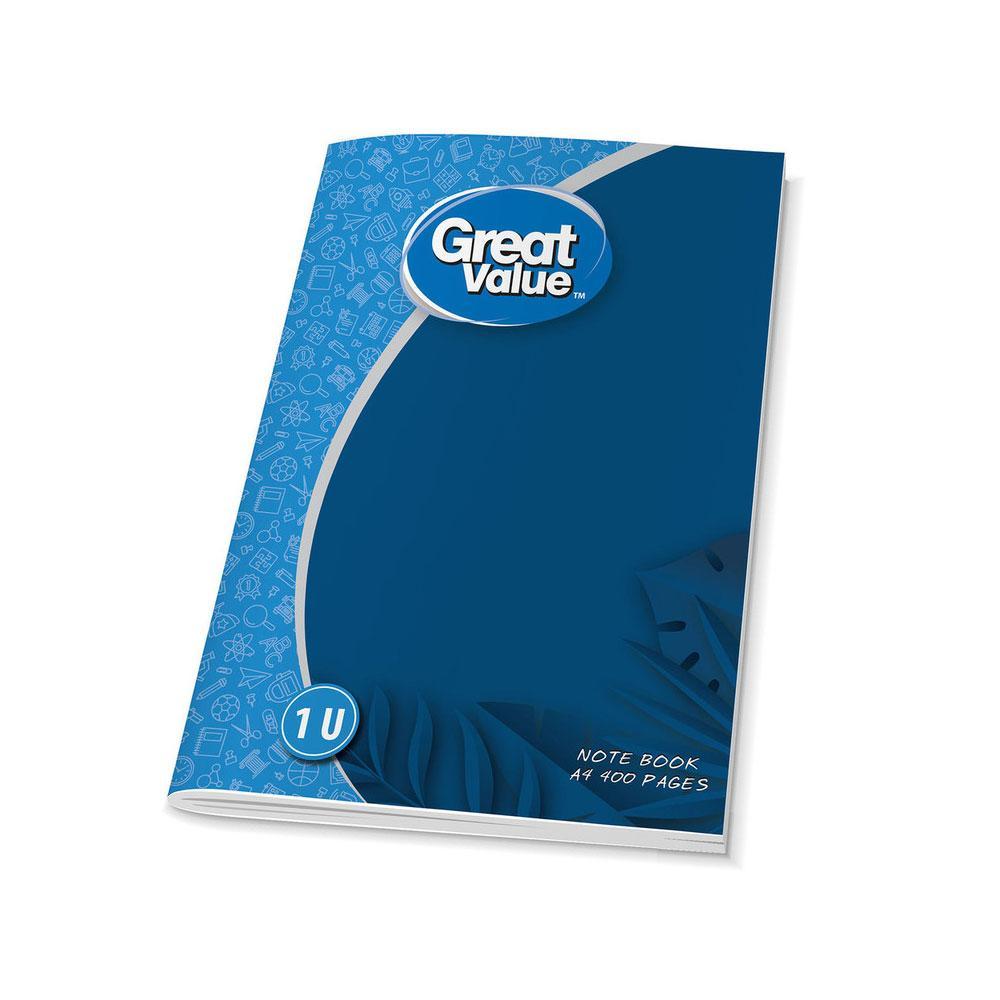 Great Value 400 Pages A4 Ruled Notebook 