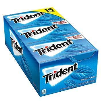 Trident Imported Sugar Free Gum , Original Flavour ( Pack of 12 )