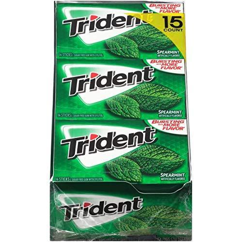 Trident Sugar Free Gum Spearmint,14-Count (Pack of 12)