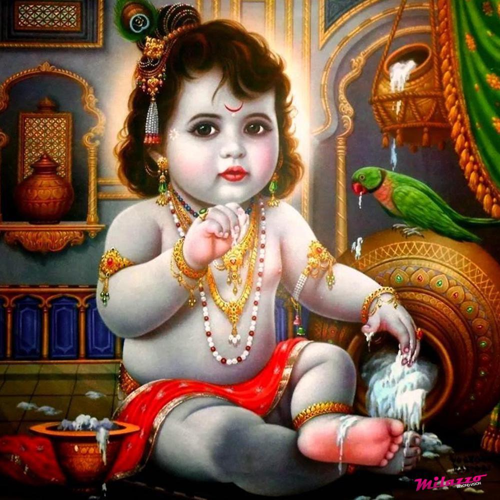 Bal Gopal Canvas Painting for home and office decor, unframed, printed on 100% cotton canvas base