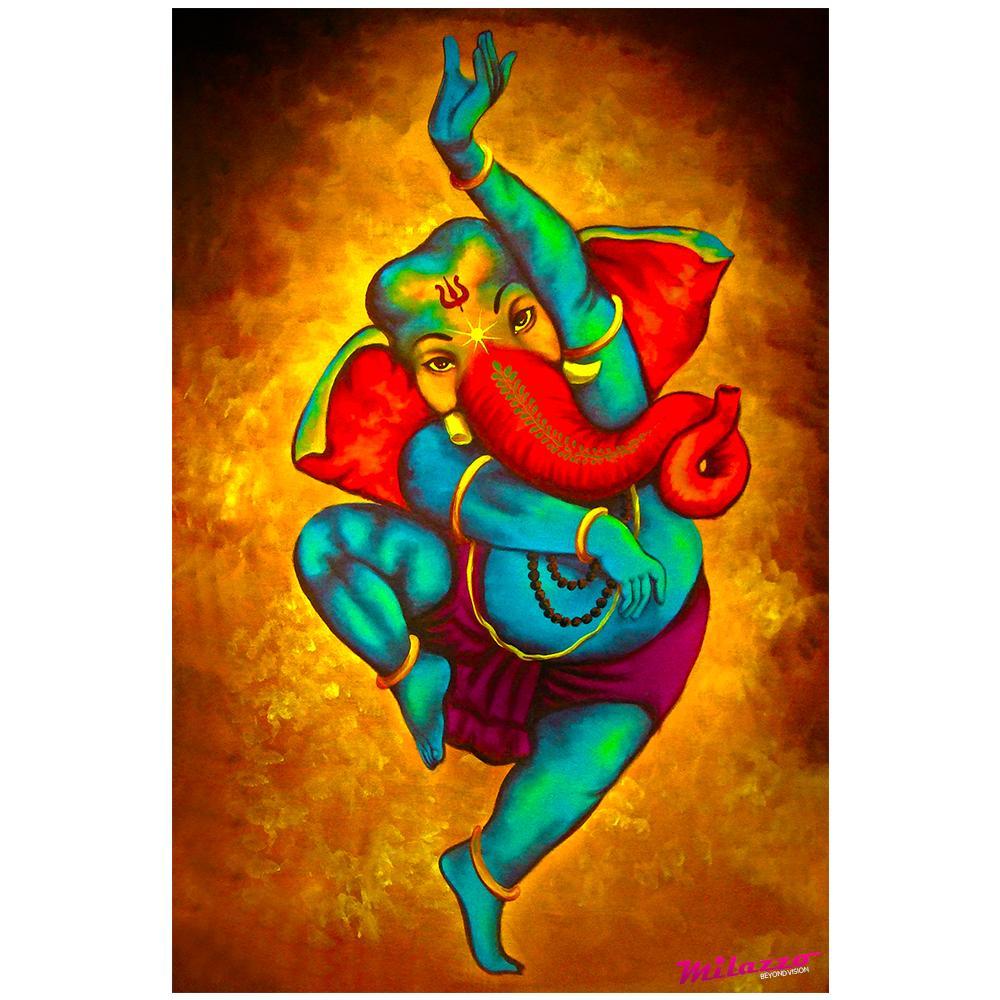 Lord Ganesha Canvas Painting for home and office decor, unframed, printed on 100% cotton canvas base