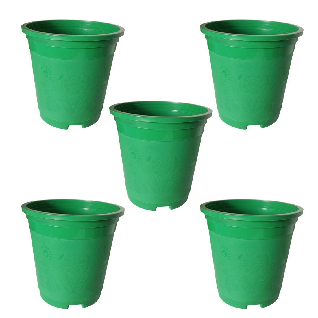 Garden 7-inch, 18cm Plastic Flower Plant Pots/Container Indoor, Set of 5 Planters with Drainage Holes