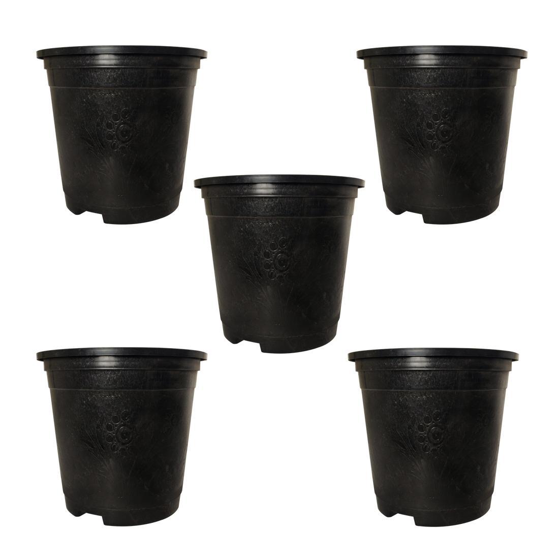 Garden 6-inch, 18cm Plastic Flower Plant Pots/Container Indoor, Set of 5 Planters with Drainage Holes