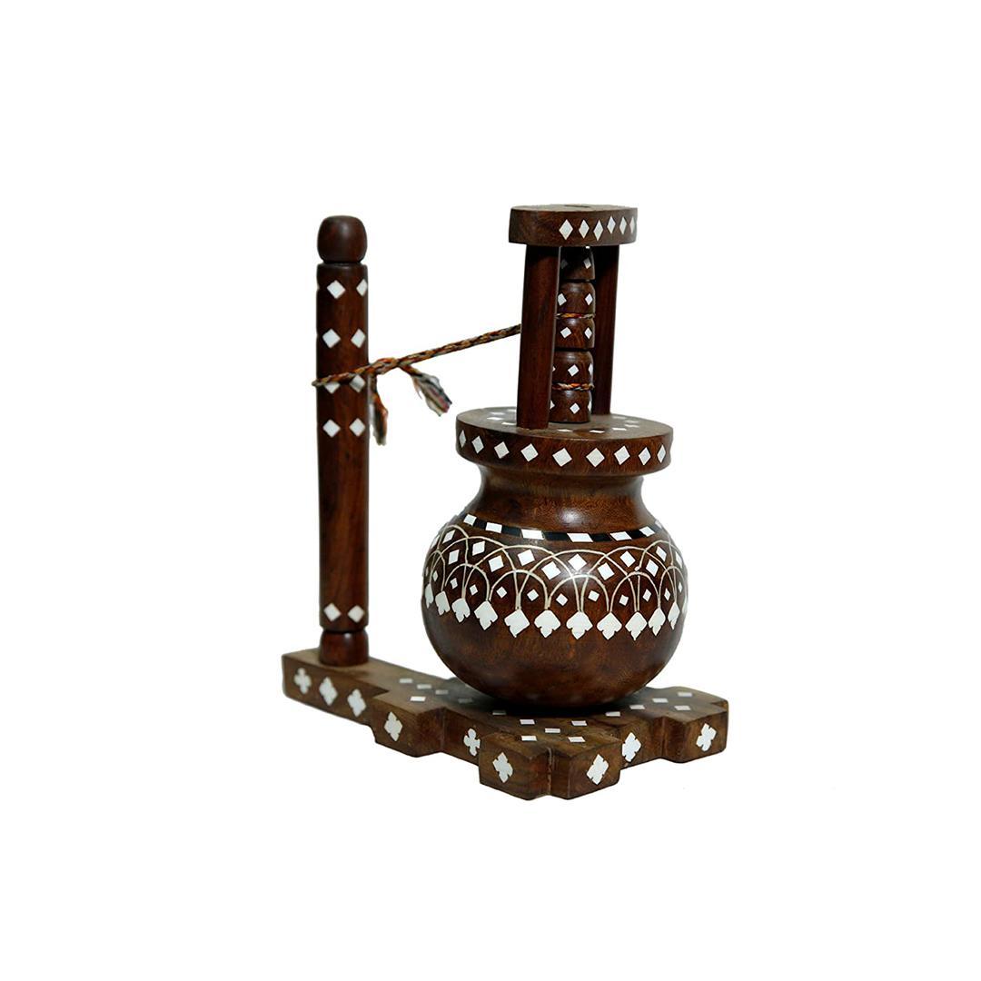 kbl Wooden Matka Madhani for Decoration (3 inches, Brown)