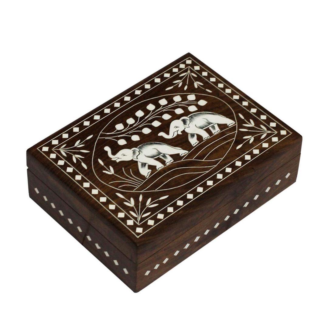 KBL Wooden Jewellery Box for Women Jewel Organizer, Storage Box, Hand Inlay with Intricate Inlay Gift Items - 7Inch X 5INCH Handmade