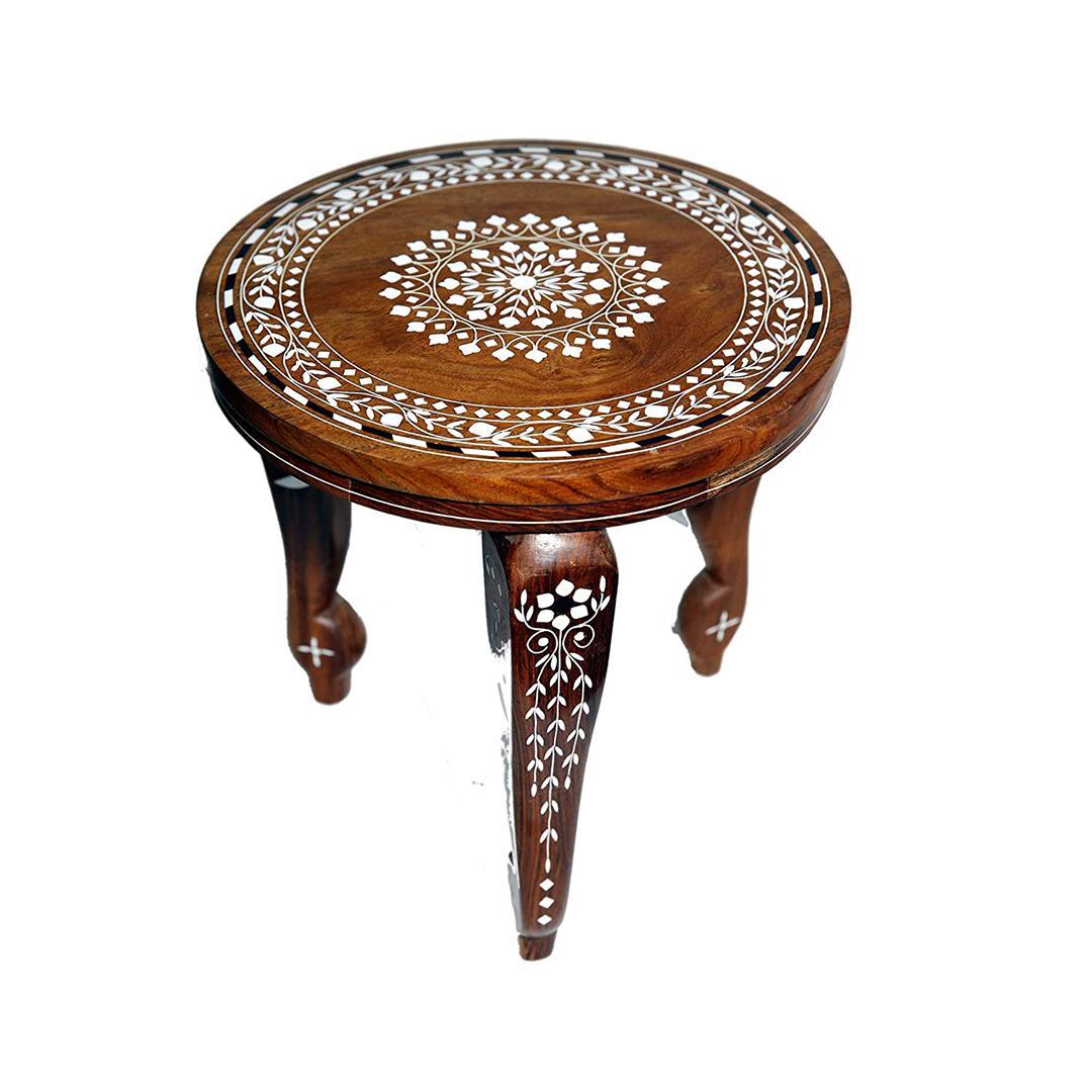 KBL Wooden Round Shape Hand Inlaid Foldable Coffee Table/for Living Room Wooden Side Stool