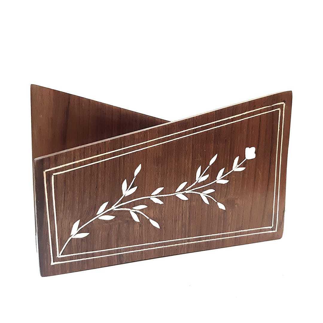 kbl Napkin Rack(Inlaid) Holder Table Tissue Box Paper Wooden Car Home Decor Gift Item House 4 inches