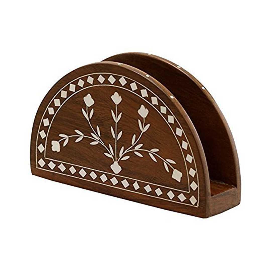 kbl Napkin Rack(Inlaid) Holder Table Tissue Box Paper Wooden Car Home Decor Gift Item House 5 inches