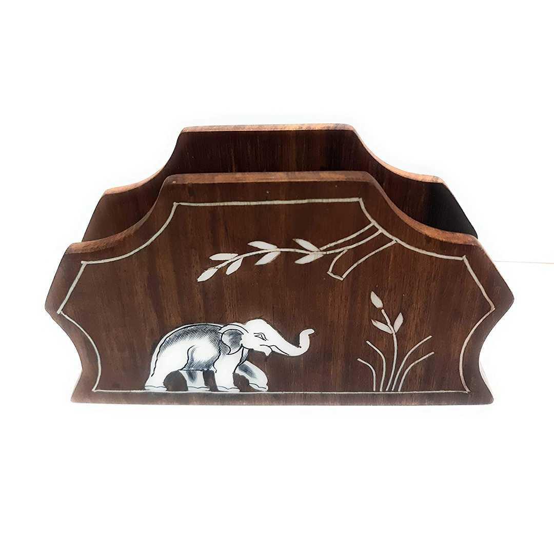 kbl Napkin Rack(Inlaid) Holder Table Tissue Box Paper Wooden Car Home Decor Gift Item House (6x4 inch)