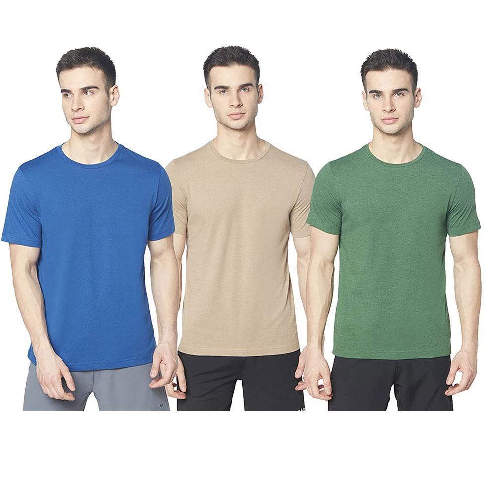 Picot Men Solid Regular Fit T-Shirts Combo(Pack of 3)