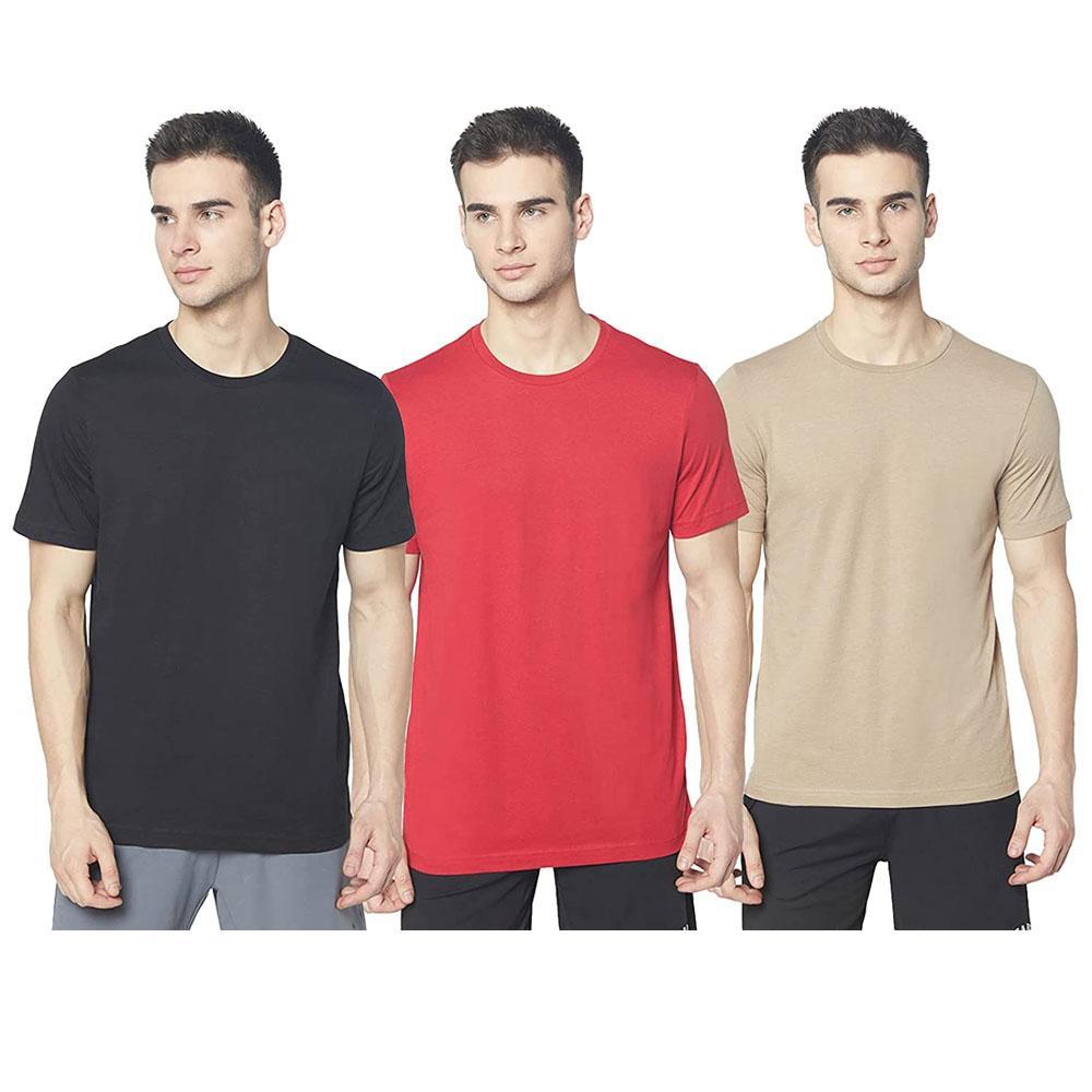 Picot Men Solid Regular Fit T-Shirts Combo(Pack of 3)  