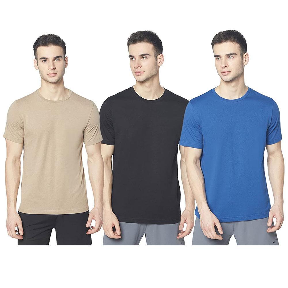 Picot Men Solid Regular Fit T-Shirts Combo(Pack of 3)