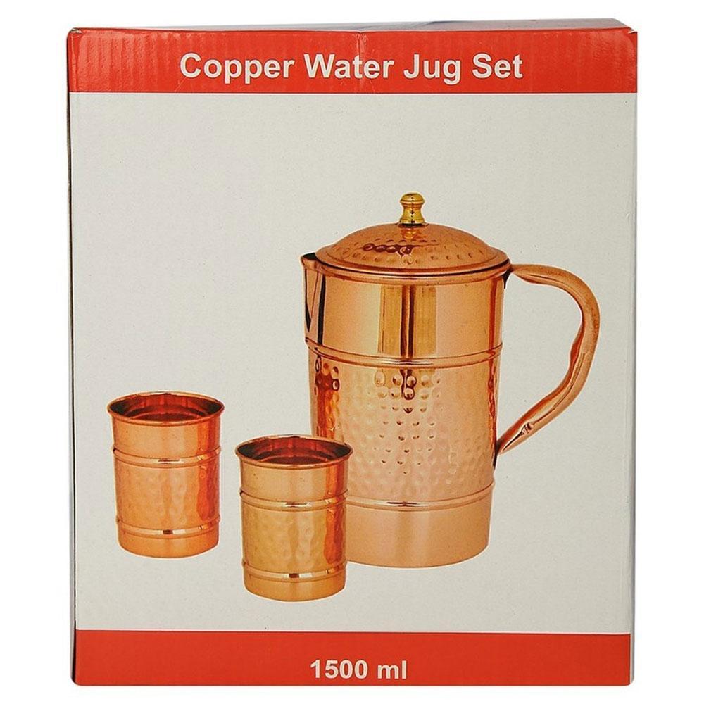 Metal World Copper Jug With 2 Glass, 1 N