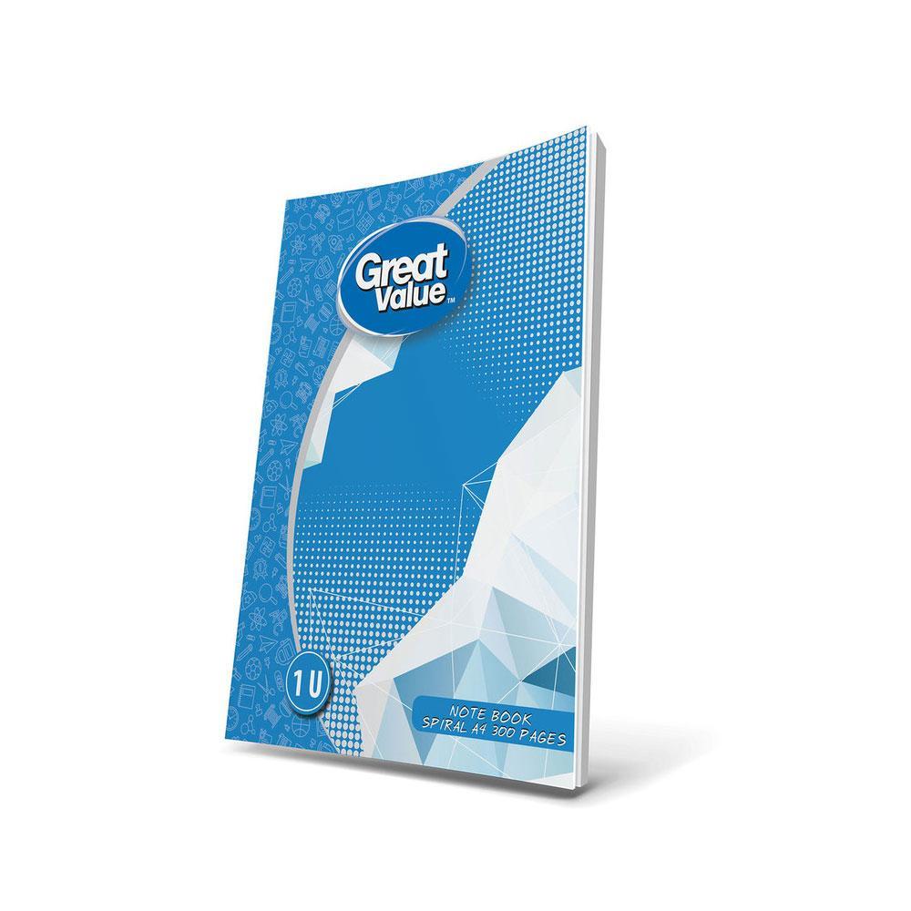 Great Value 300 Pages A4 Spiral Notebook