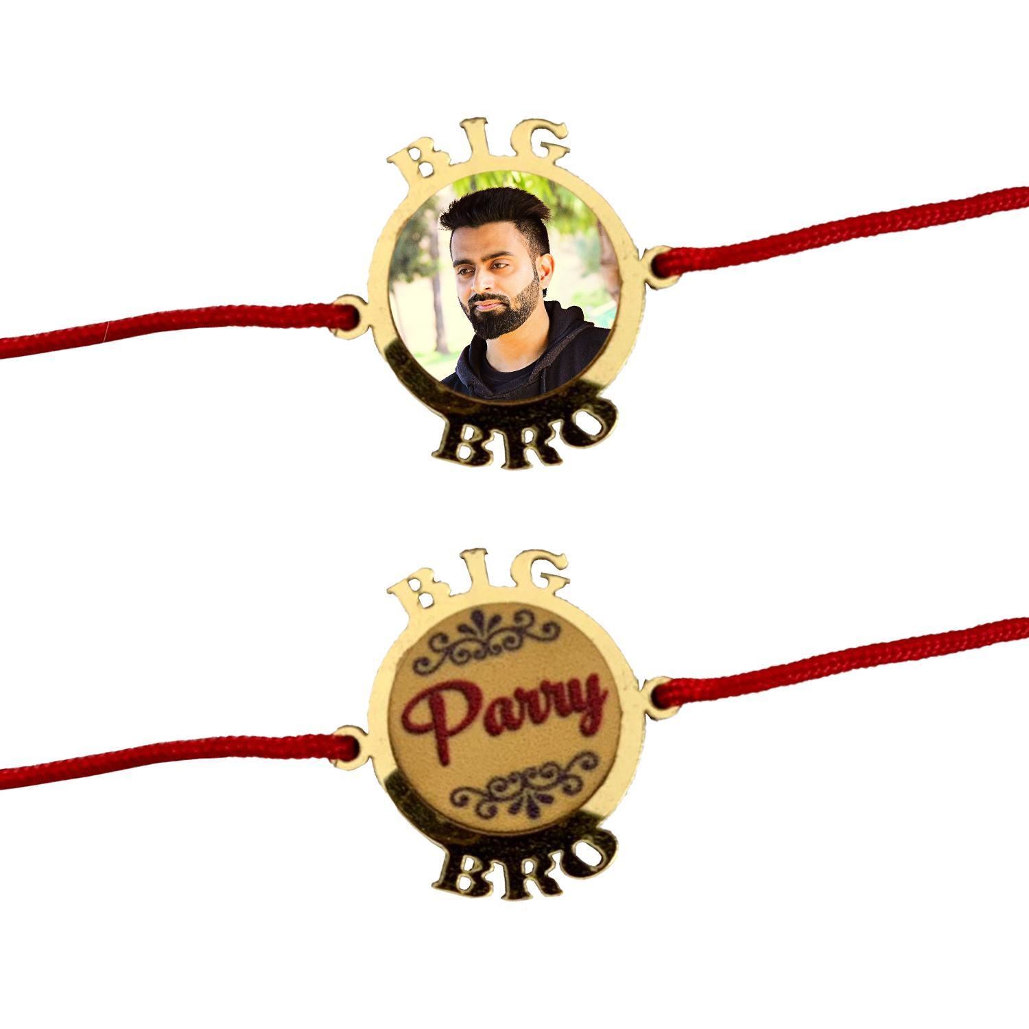 G&A Golden Acrylic Personalised Photo Rakhi Circular