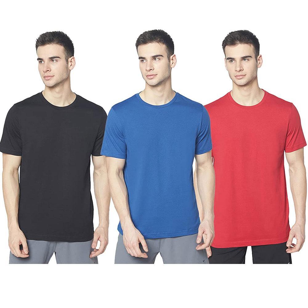 Picot Men Solid Regular Fit T-Shirts Combo(Pack of 3)