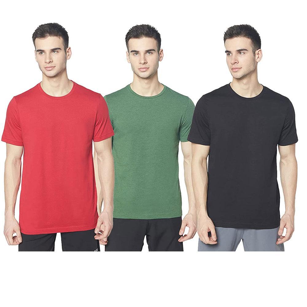 Picot Men Solid Regular Fit T-Shirts Combo(Pack of 3)