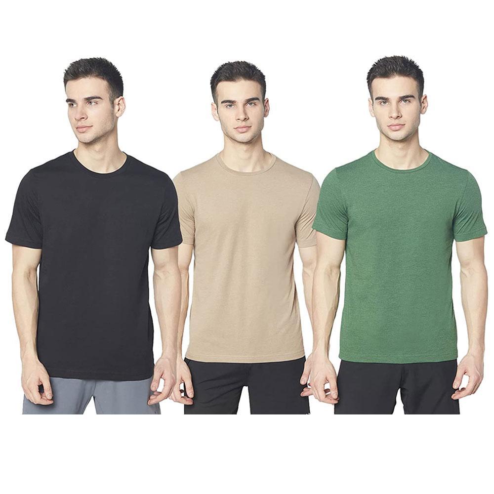 Picot Men Solid Regular Fit T-Shirts Combo(Pack of 3)