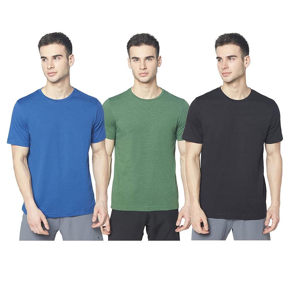 Picot Men Solid Regular Fit T-Shirts Combo(Pack of 3)