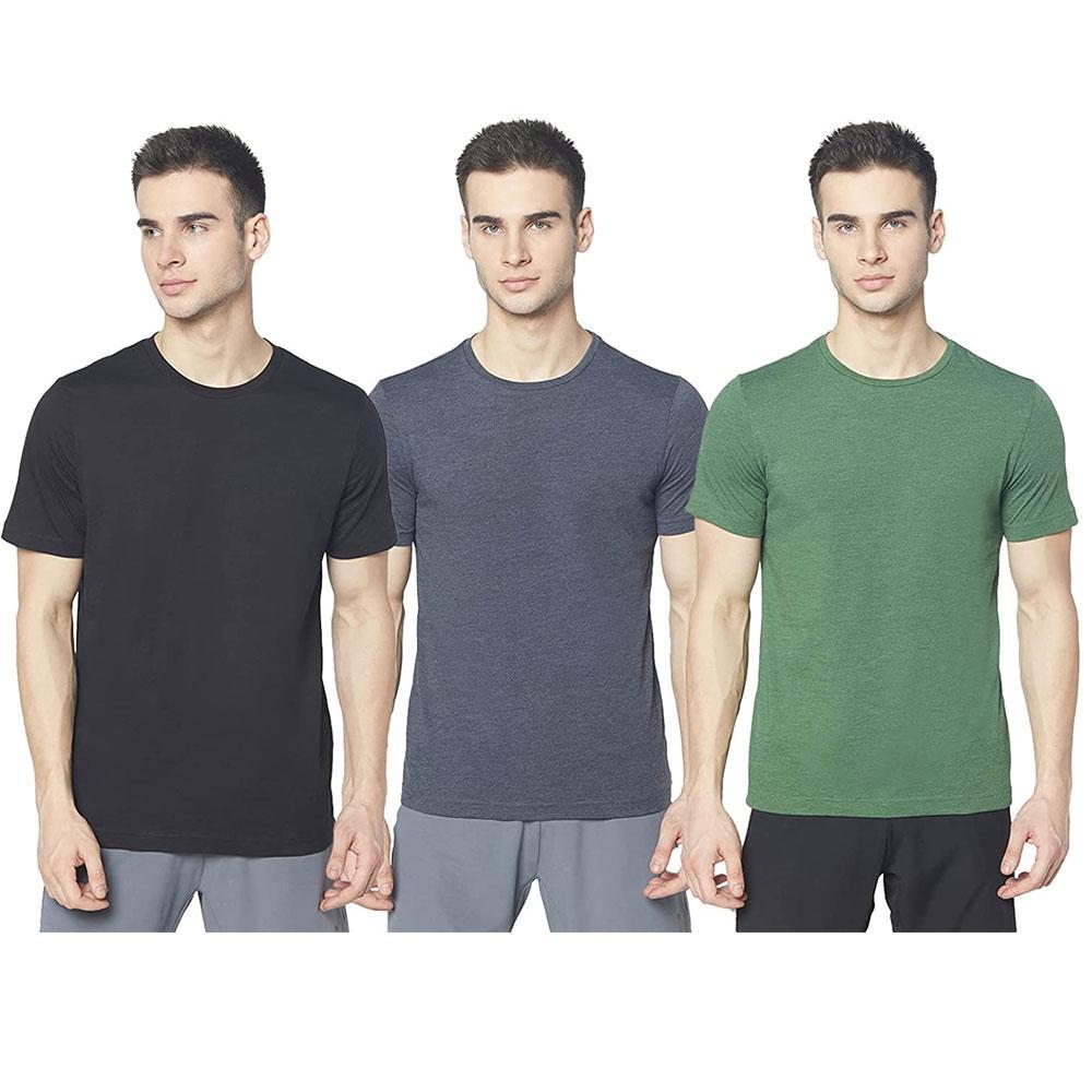 Picot Men Solid Regular Fit T-Shirts Combo(Pack of 3)  