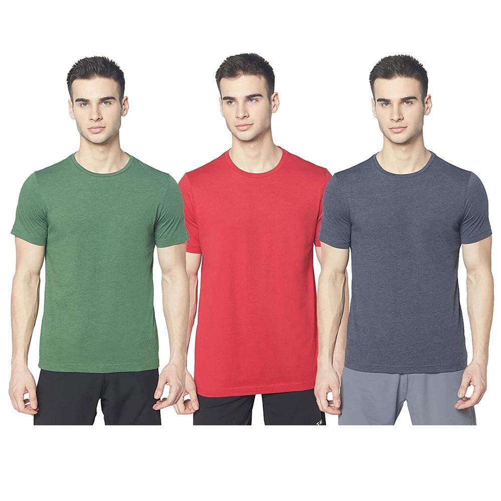 Picot Men Solid Regular Fit T-Shirts Combo(Pack of 3)