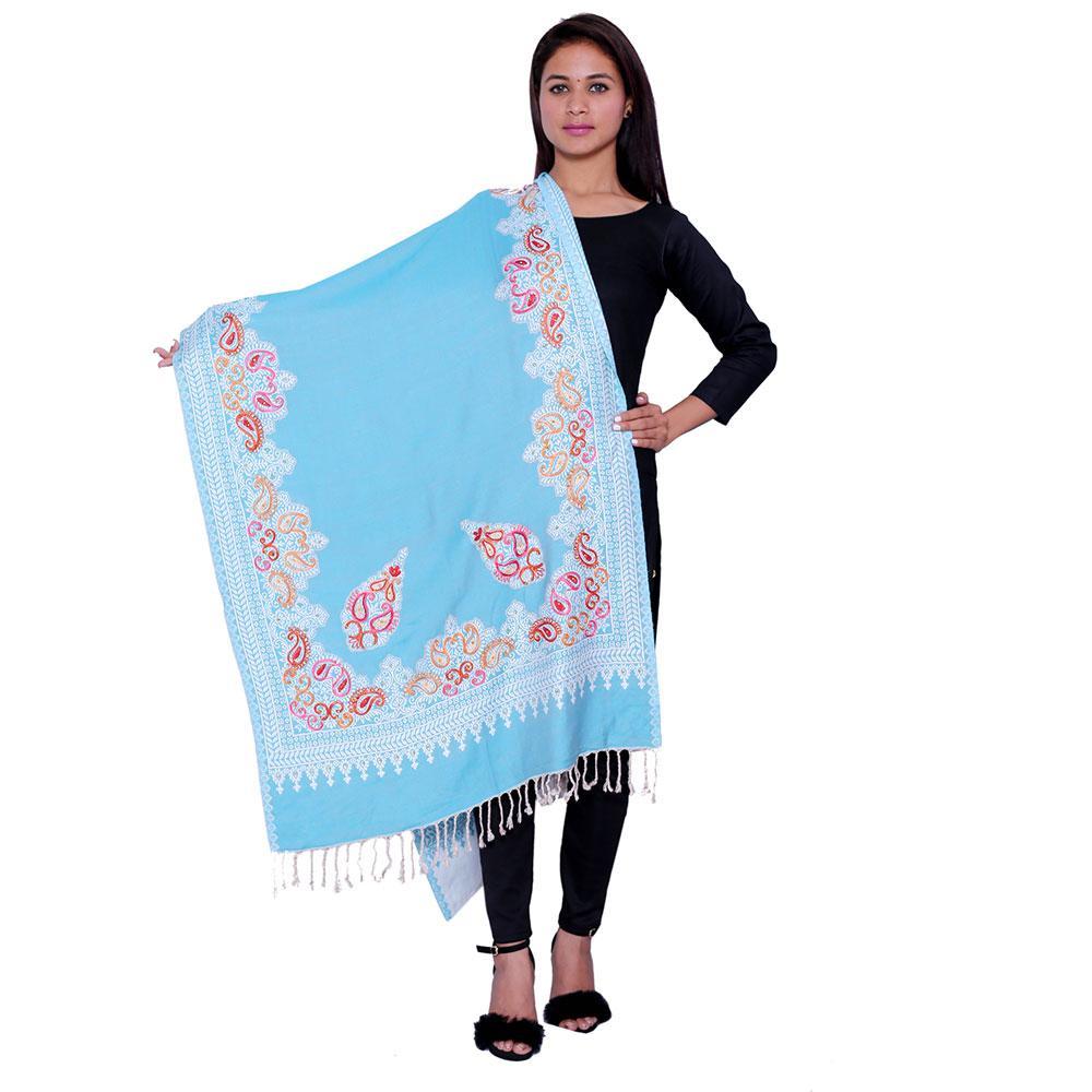 STOLR Girl's  Finewool Blue Stole/Wrap/Shawl for  Girls & Women Size W80*L28